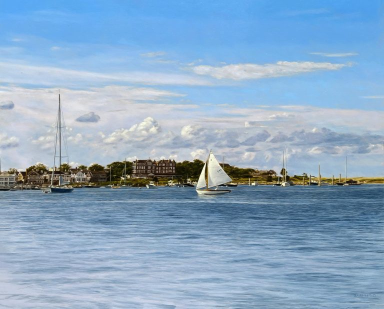 Sailing Past Chappy Point Beach | Oil on Panel 30' x 24' Framed