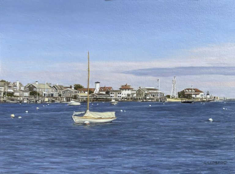 Great Point Light Framed Oil on Panel - 12'x 9'