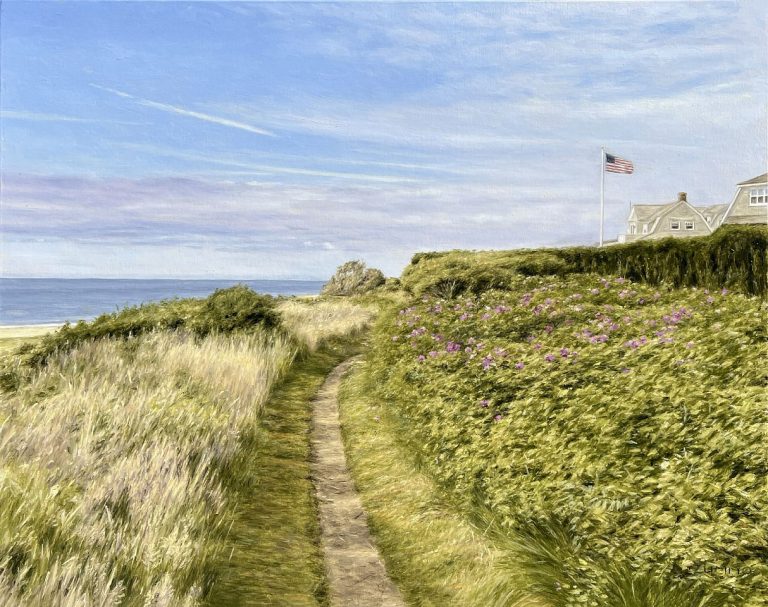 June on Bluff Walk Framed Oil on Panel - 20'x 16'