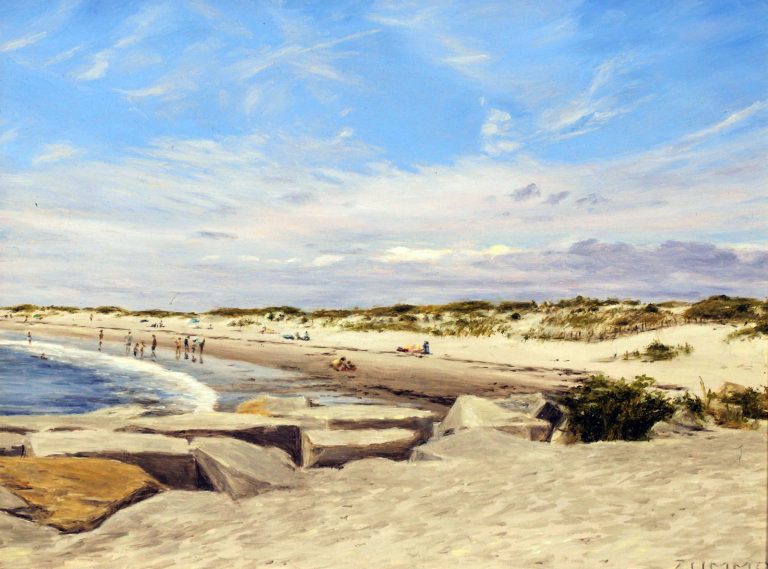 NAPATREE FROM THE JETTY | 9 X 12 IN | OIL ON BOARD