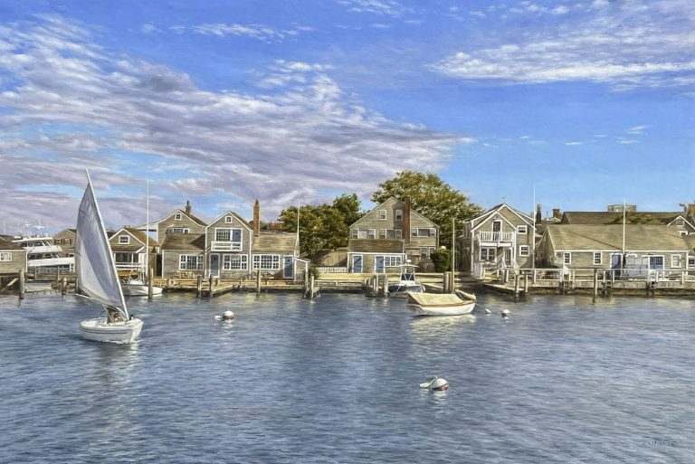 Returning to the Harbor Framed Oil on Panel 30' x 20'