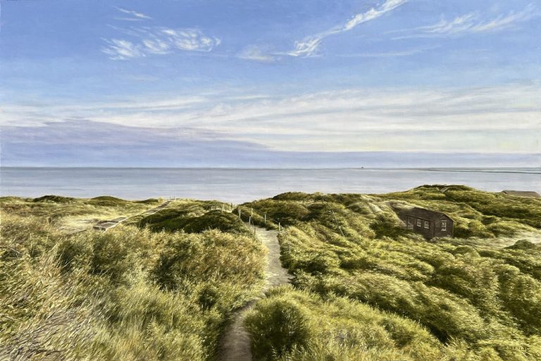 Steps Beach Sunrise 36' x 24' Framed Oil on Panel