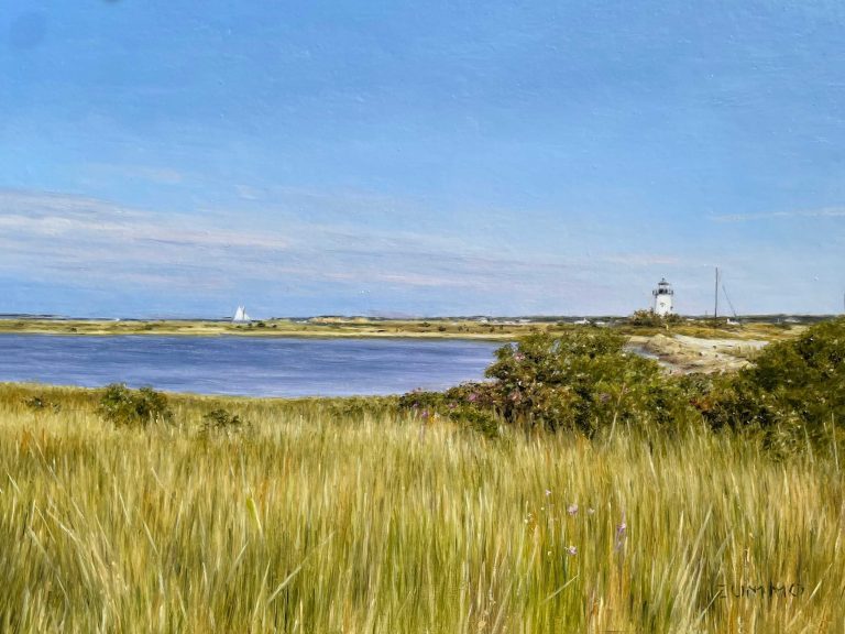 Edgartown Light, oil on Panel, 18 x 15 in. Framed