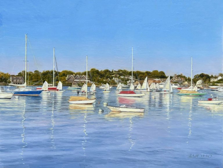 Watch Hill Harbor, 12 x 9 in Oil on Panel, Framed