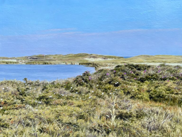 Miacomet Dunes, 12 x 9 in Oil on Panel, Framed